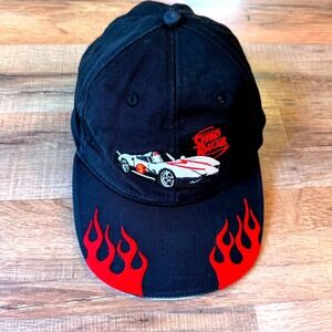 Speed Racer Cap Black Red Flame Mach 5 Racing Hat GO GO GO Embroidery Y2K